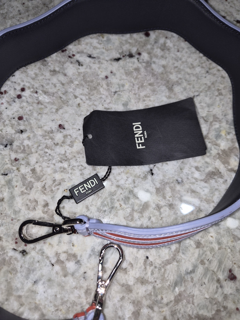Authentic Fendi Strap You Leather Wavy Crossbody Bag Strap Lavender Orange Long - Picture 2 of 9